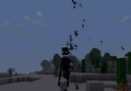 A green-eyed enderman at dawn.