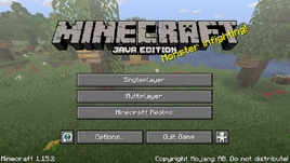 Java Edition 1.15.2 menu