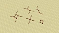 Redstone placed after 4194304 blocks both axes, where error becomes half a block. Single dots are invisible here, and notable distortion begins on other redstone shapes.