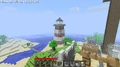 A player-built lighthouse.