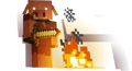 Official artwork of the piglin standing next to a fire.