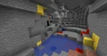Pistons, hoppers, dispensers and mineral blocks generating in a cave.