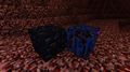 Obsidian and crying obsidian, as they appear in the Programmer Art resource pack. Note how it still produces purple particles.