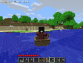 A third-person perspective of a boat in Java Edition Alpha v1.0.6.