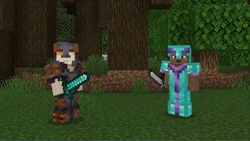 Official screenshot of Alex and Zuri wearing armor trims.