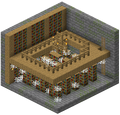 A "library" found in a stronghold. One can notice a chest in the bottom left. (Seed: 1448524118 X=-915, Y= 28, Z=54)