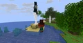 A warden being launched by a geyser.