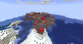 A rare occurrence of a mushroom fields biome touching the mainland.