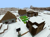A zombie village generated in an ice plains biome.