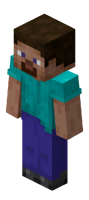 An upcoming version of the default player skin, "Steve", using slim arms, as it appears in-game.