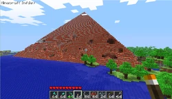 Caves carving through a brick pyramid.