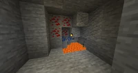 A lava lake spawned in a swamp biome in 1.8, causing a tree to burn.