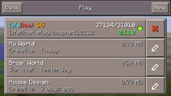 World Selection screen in v0.11.0 (Moved the edit button).