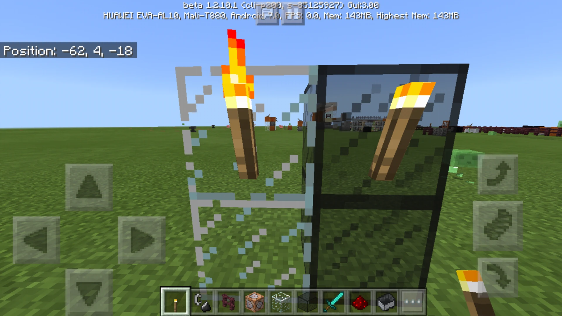 Torch attached to the side of glass blocks