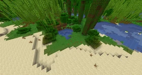 A small area of a jungle with desert biome coloring data.