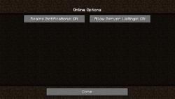 The default online options menu.