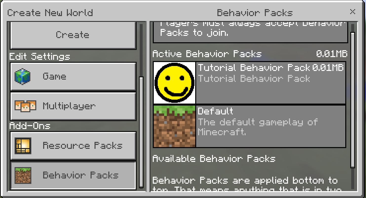 Behavior packs minecraft pe что это