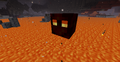 A magma cube jumping out of lava.