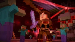 Jesse fending off some zombies which are controlled by PAMA.