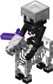 A wither skeleton riding a skeleton horse.