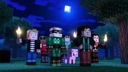 Jesse and their friends in a forest.