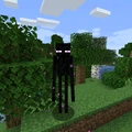 The new Enderman with purple eyes and particles.