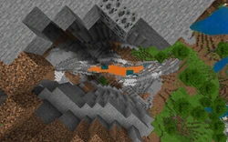 A 120 block deep canyon in Bedrock Edition.