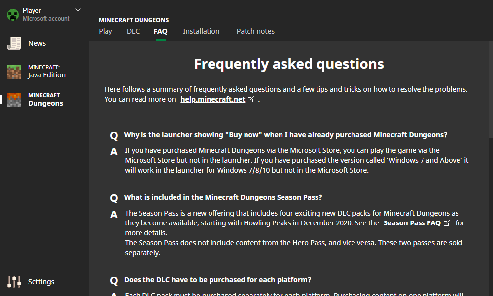 Minecraft Preview FAQ