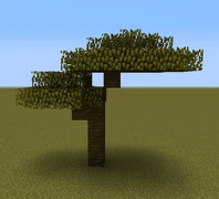An acacia tree with jungle logs and oak leaves