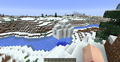 An igloo generated above a river.