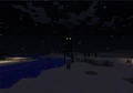 A green-eyed enderman at night.