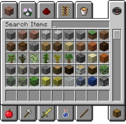 The Creative inventory before Java Edition 1.12 Saved Toolbars were added.