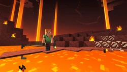 Artwork of Alex in the Nether.