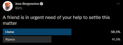 The vote in which the Llama was chosen over the Alpaca.