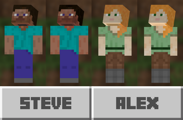 steve and alex in minecraft