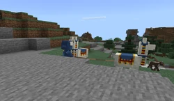 A pair of trader llamas following a wandering trader.