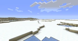 Un monde créé avec "Plage enneigée" en biome unique, ressemblant à un désert gelé.