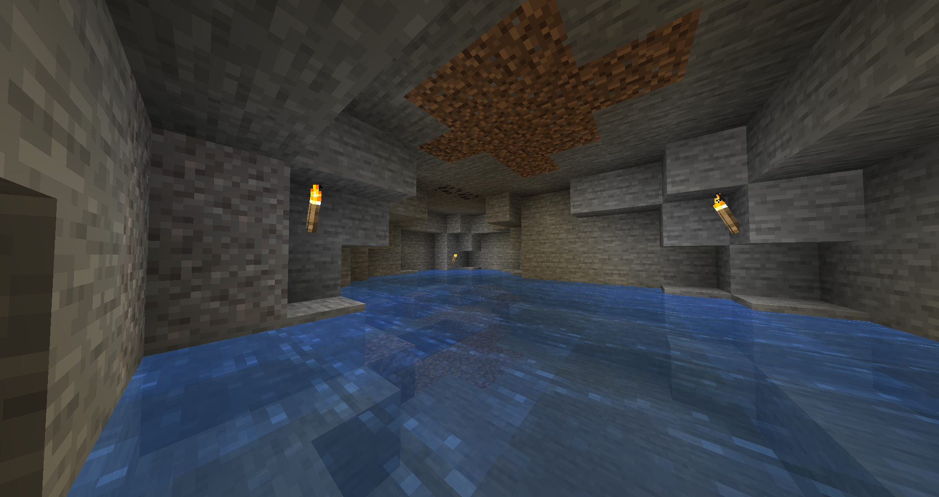 minecraft waterfall cave