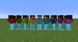 Armor stands in various positions with various armor.