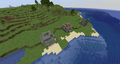 A ruined village partially generated on land.