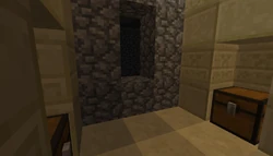Monster room generated aside the chest chamber of the temple. One chest was overwritten by the monster room wall.