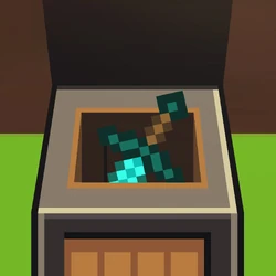 A diamond sword in a chest.