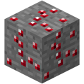 Emerald ore in its first iteration, using the "ruby ore" texture