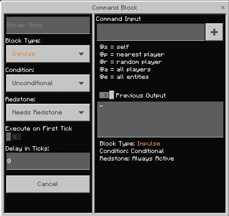 Commands and Block Names