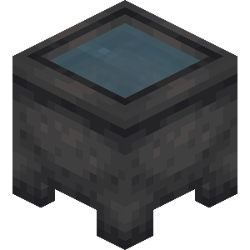 A cauldron filled with the potion of swiftness in Bedrock edition.