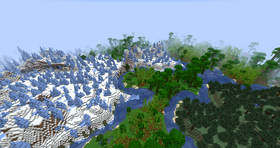 A jungle between an ice spikes biome and a taiga.