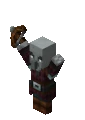 A pillager celebrating their raid victory in Bedrock Edition.