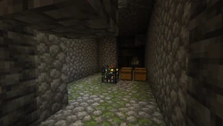 A monster room intersecting a mineshaft.