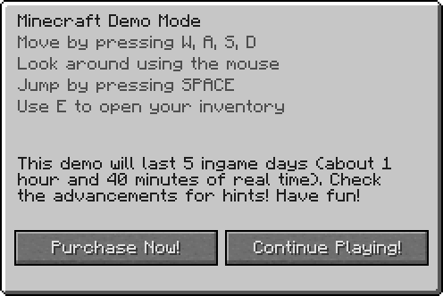 Demo Mode Official Minecraft Wiki