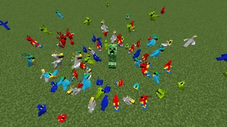 Parrots also crowd around hostile mobs, such as creepers.
